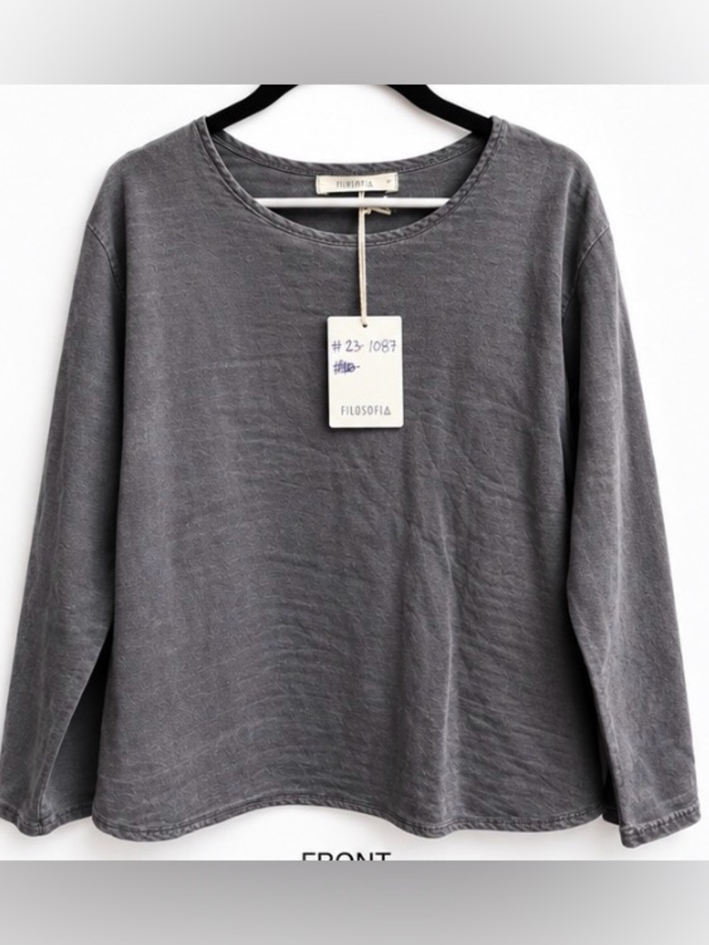 Filosofia NWT Charcoal Gray 100% Cotton Relaxed Top M Made in USA